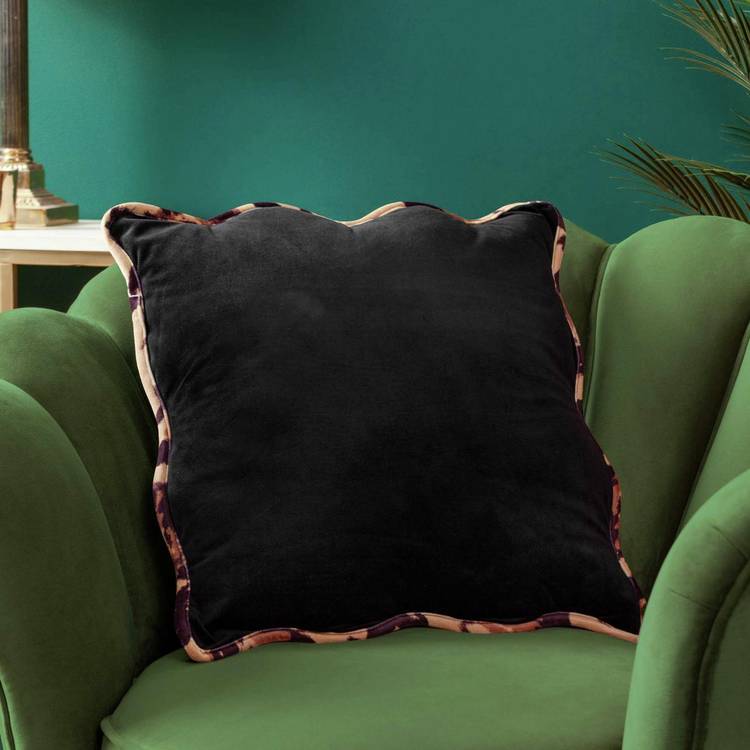 furn Wiggle Leopard Piped Cushion - Black - 45x45cm 0