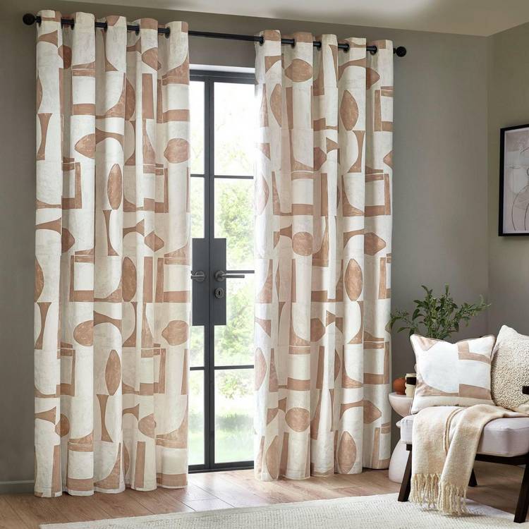 Hoem Carro Fully Lined Eyelet Curtains - 168x183cm 0