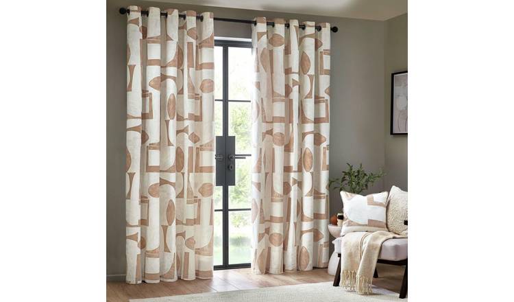 Hoem Carro Fully Lined Eyelet Curtains - Clay - 90x54cm