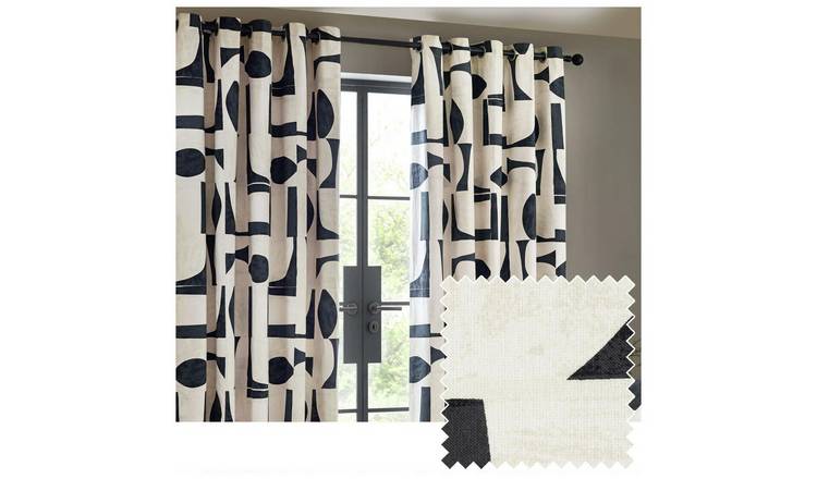Hoem Carro Eyelet Curtains - Black & White - 117x183cm