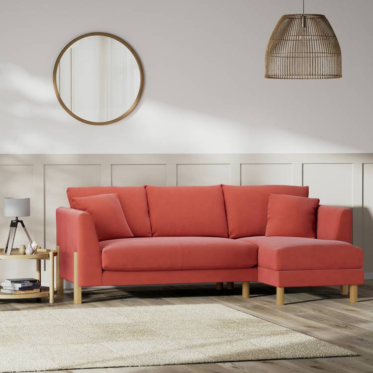 Habitat Aston Right Hand Corner Sofa - Papaya - Ash Leg 0