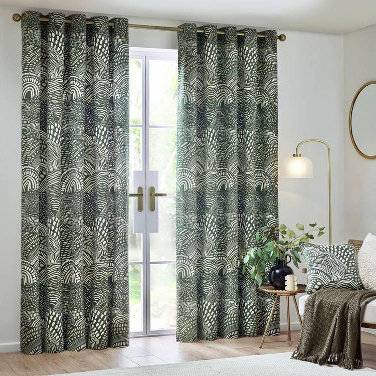 Hoem Nola Fully Lined Eyelet Curtains - 168x137cm 0