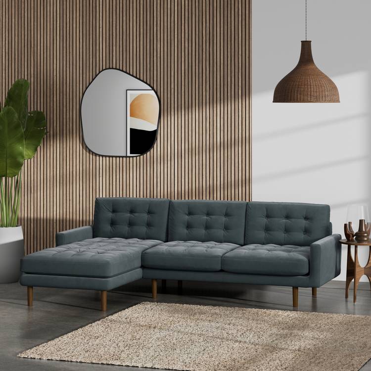 Habitat Fenner Left Hand Corner Sofa - Charcoal - Dark Leg 0
