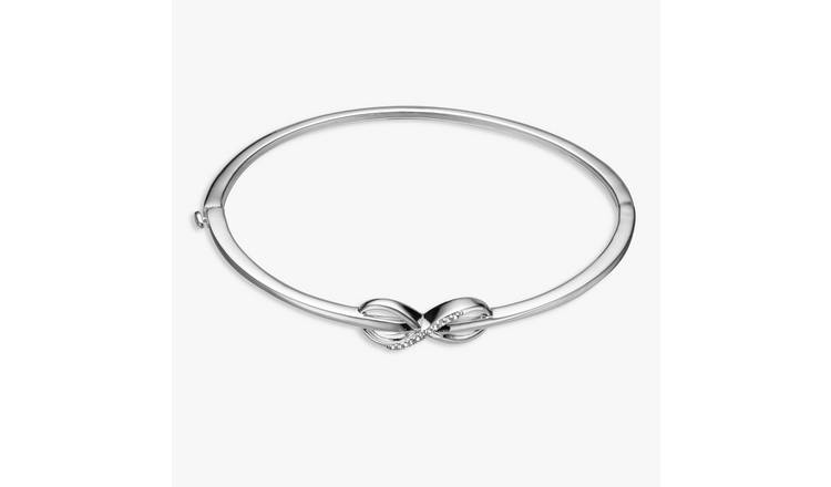 Revere Sterling Silver Infinity Diamond Studded Bangle