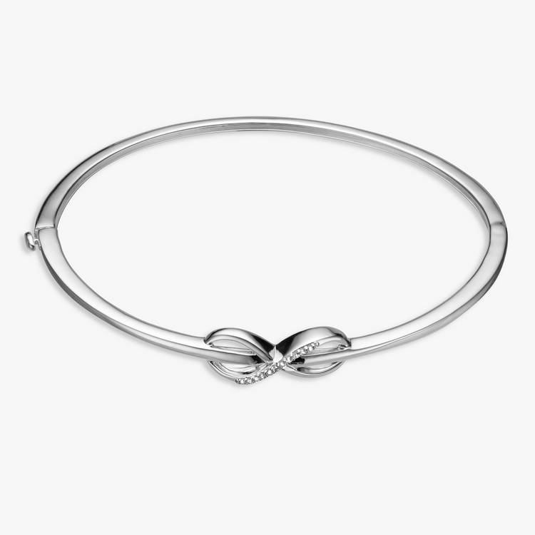 Revere Sterling Silver Infinity Diamond Studded Bangle 0
