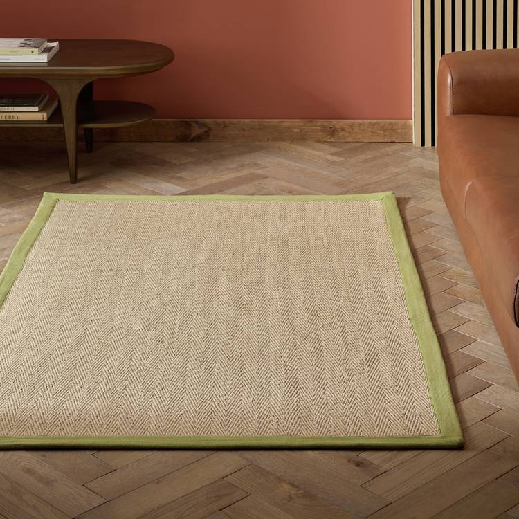 Habitat Herringbone Khaki Border Jute Rug - 170x120cm 0