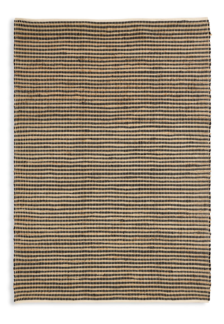 Habitat Woven Stripe Black Jute Flatweave Rug - 230x160cm