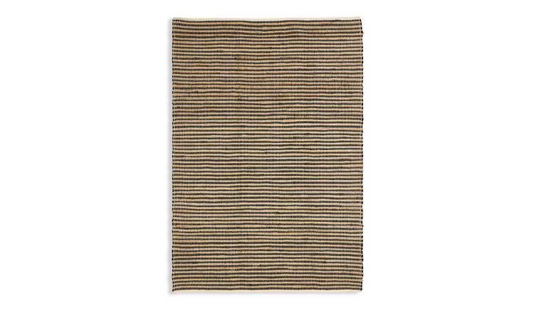 Habitat Woven Stripe Black Jute Flatweave Rug - 230x160cm