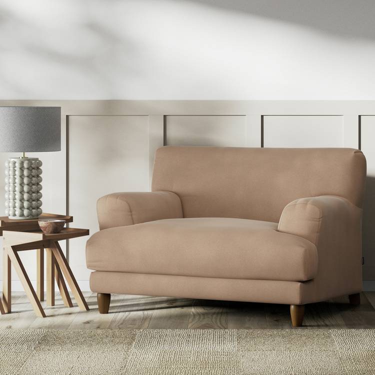 Habitat Askem Velvet Cuddle Chair - Latte - Dark Leg 0