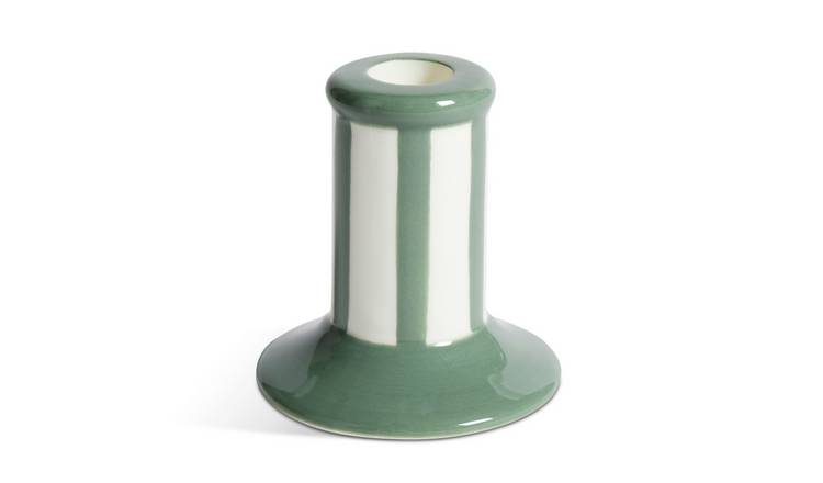 Habitat Stripe Taper Candle Holder - Green 