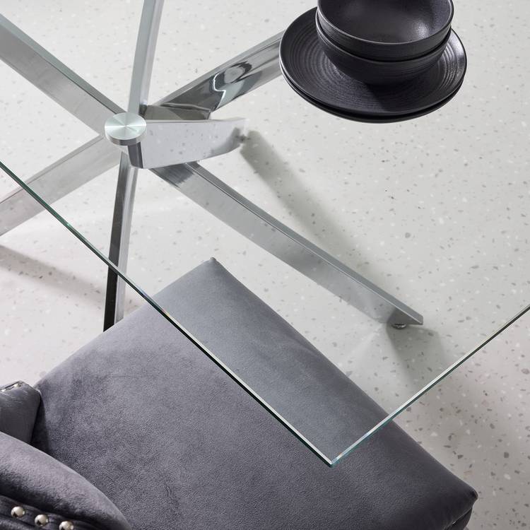 Argos Home Blake Chrome Dining Table & 6 Charcoal Chairs 0