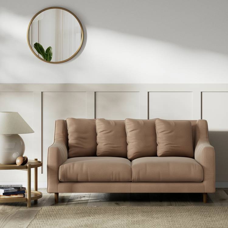 Habitat Swift Velvet 2 Seater Sofa - Latte - Dark Leg 0