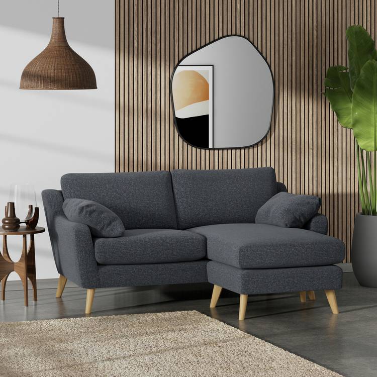 Habitat Ivor Right Hand Corner Sofa - Charcoal - Ash Leg 0