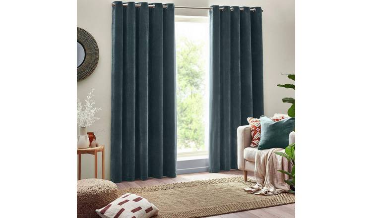 Yard Chenille Fully Lined Eyelet Curtains- Marine- 229x183cm