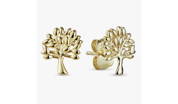 Revere 9ct Yellow Gold Tree Of Life Stud Earrings