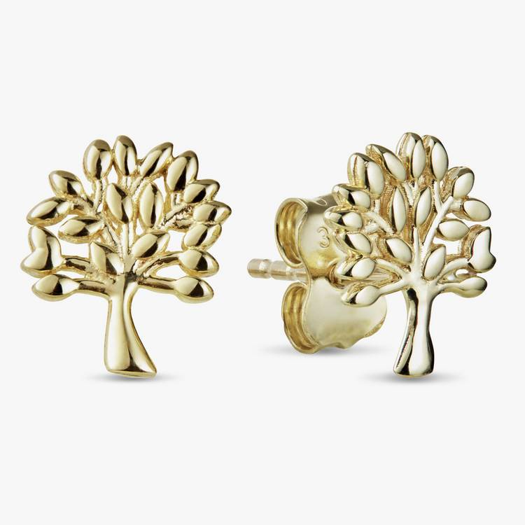 Revere 9ct Yellow Gold Tree Of Life Stud Earrings 0