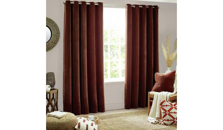 Yard Chenille Fully Lined Eyelet Curtains- Nutmeg- 168x229cm