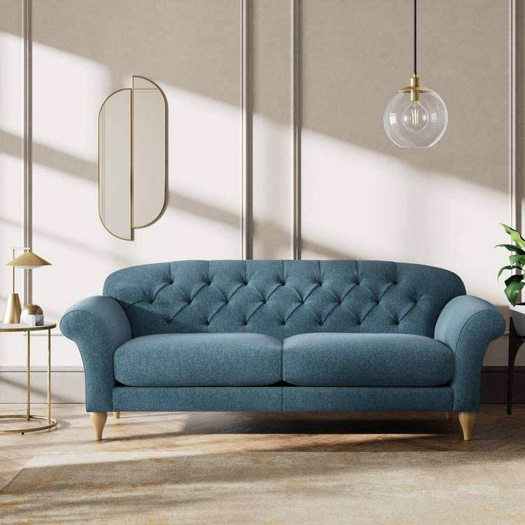 Habitat Brooker Fabric 4 Seater Sofa - Blue - Ash Leg 0