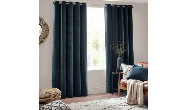 Yard Chenille Fully Lined Eyelet Curtains - Navy - 168x229cm
