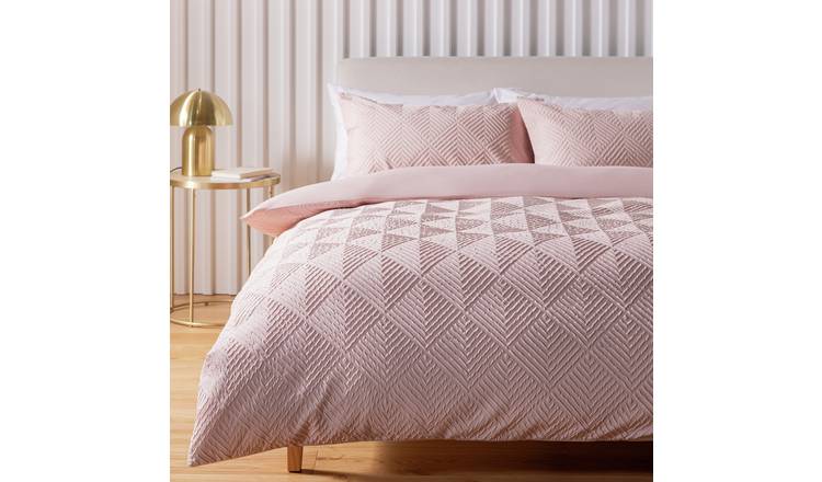 Argos Home Embossed Texture Pink Bedding Set - King size