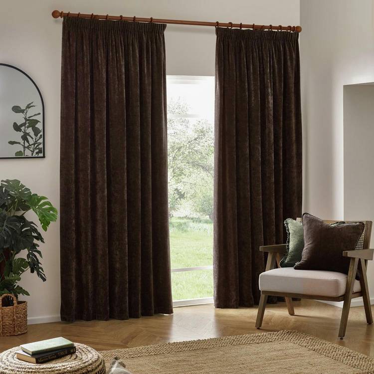 Yard Chenille Fully Lined Pencil Pleat Curtains - 229x137cm 0