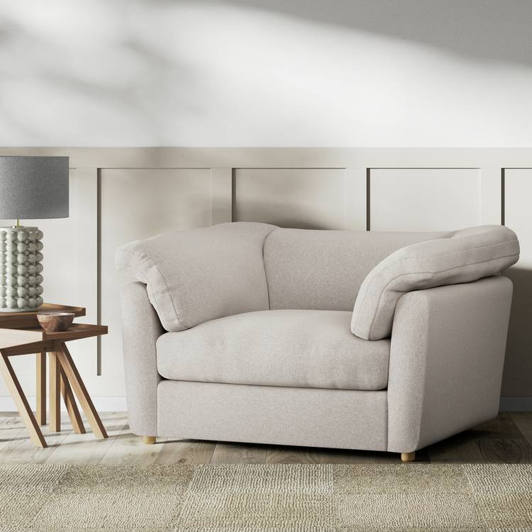 Habitat Wynn Fabric Cuddle Chair - Stone - Ash Leg 0