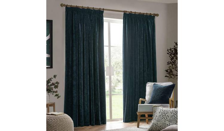Yard Chenille Pencil Pleat Curtains - Navy - 117x183cm