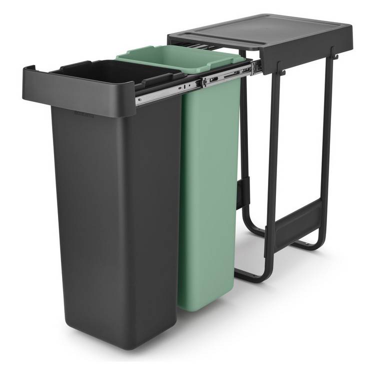 Brabantia Sort & Go 2x30 Litre Built-in Bin - Dark Grey 0