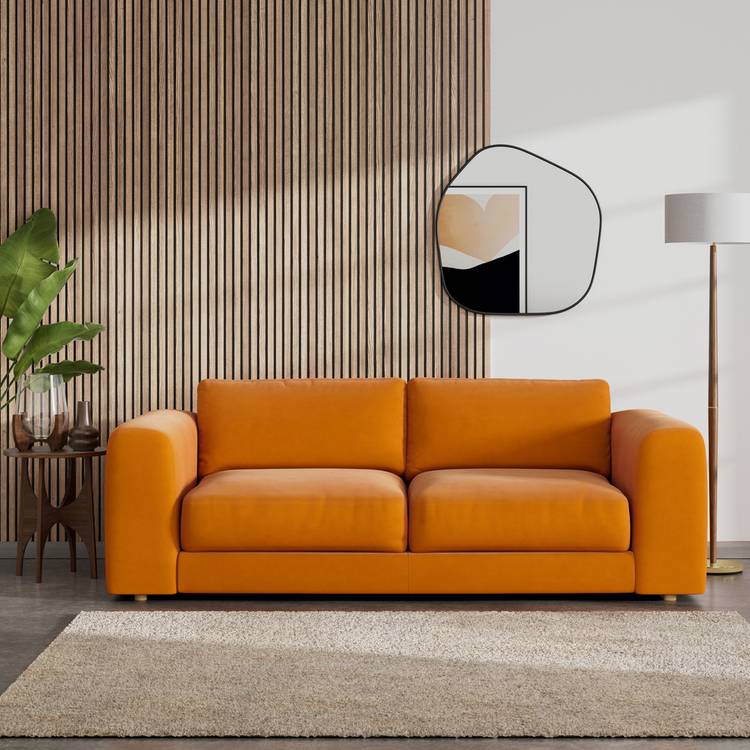 Habitat Ayr Large Fabric 3 Seater Sofa - Orange 0