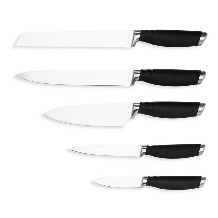 Habitat 5 Piece Soft Grip Knife Set - Black & Silver 0