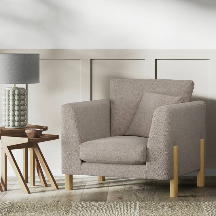 Habitat Aston Fabric Armchair - Mocha - Ash Leg 0