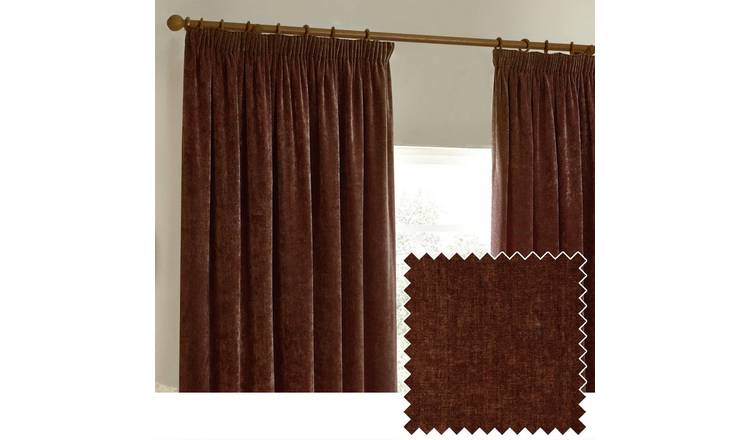 Yard Chenille Pencil Pleat Curtains - Nutmeg - 168x229cm