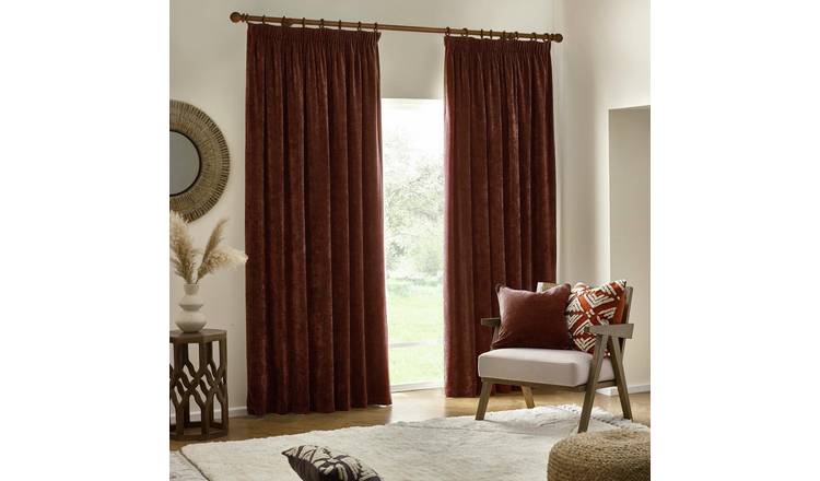 Yard Chenille Pencil Pleat Curtains - Nutmeg - 229x137cm