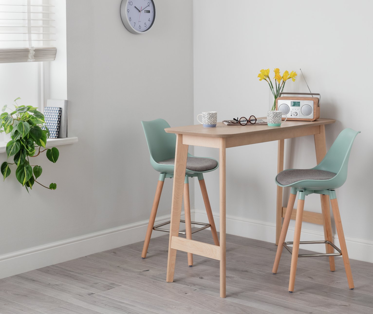 Argos Home Skandi Bar Table & 2 Charlie Mint Bar Stools Reviews