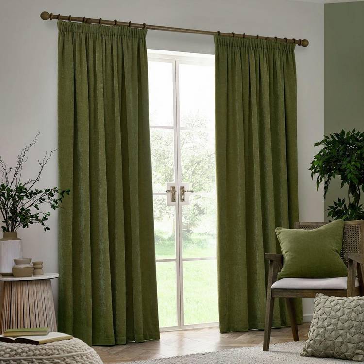 Yard Chenille Fully Lined Pencil Pleat Curtain - 117x137cm 0