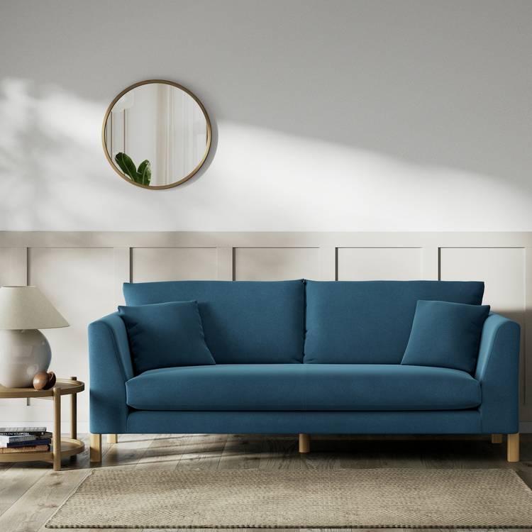 Habitat Aston Velvet 3 Seater Sofa - Ink Blue - Ash Leg 0