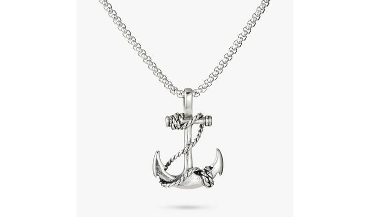 Revere Men's Stainless Steel Anchor Pendant Box Chain