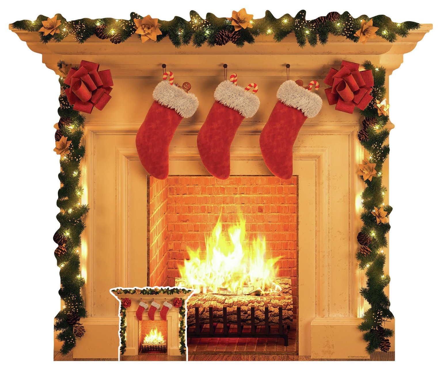 Star Cutouts Christmas Fireplace Cardboard Cutout 