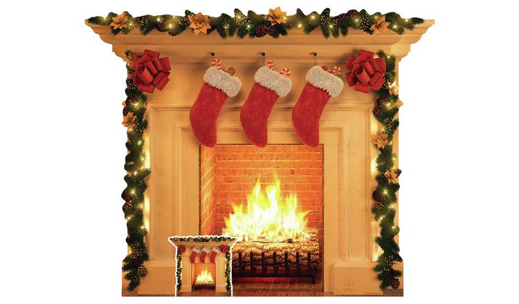Star Cutouts Christmas Fireplace Cardboard Cutout 