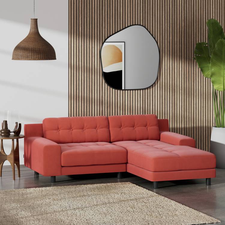 Habitat Hendricks Right Hand Corner Sofa -Papaya- Black Leg 0