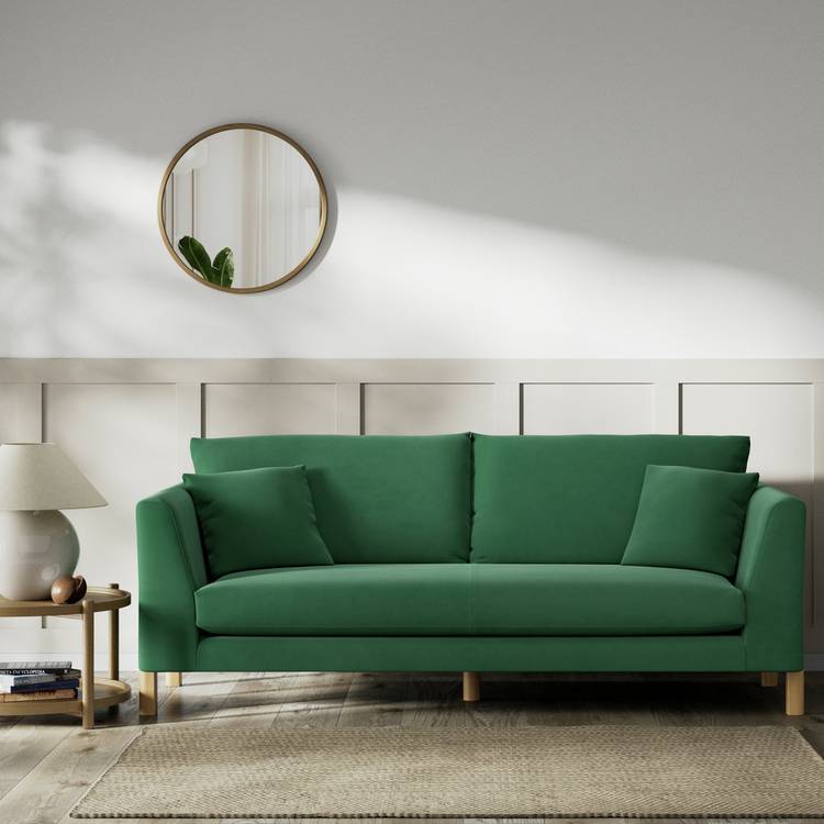 Habitat Aston Fabric 3 Seater Sofa - Green - Ash Leg 0