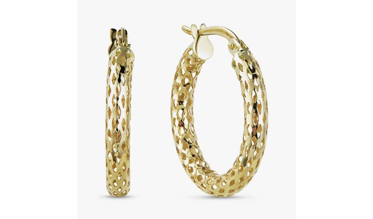 Revere 9ct Yellow Gold Woven Tube Hoop Earrings