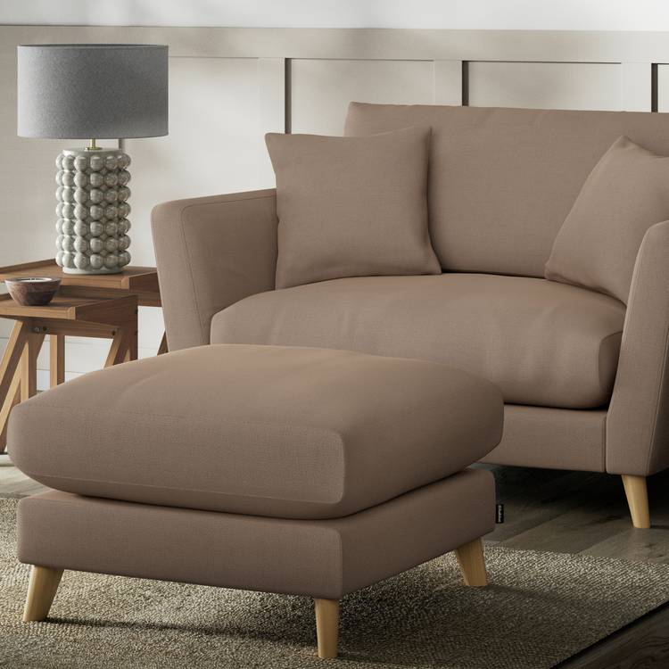 Habitat Lomond Fabric Footstool - Biscuit - Ash Leg 0