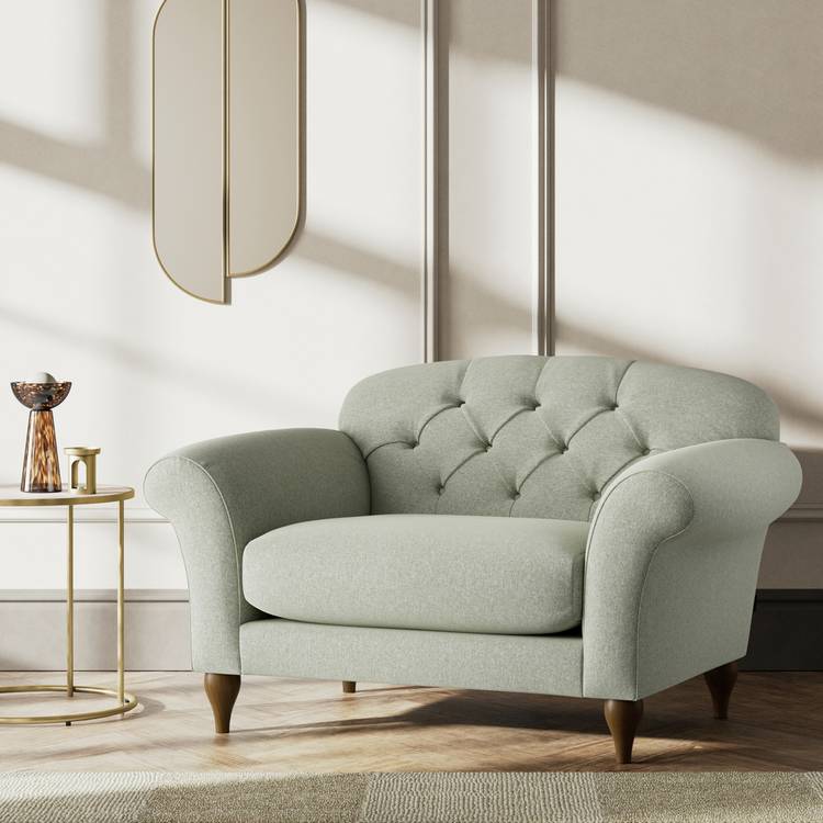 Habitat Brooker Fabric Cuddle Chair - Sage Green - Dark Leg 0
