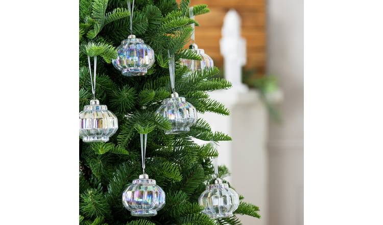 Habitat Pack of 6 Iridescent Shaped Glass Christmas Baubles