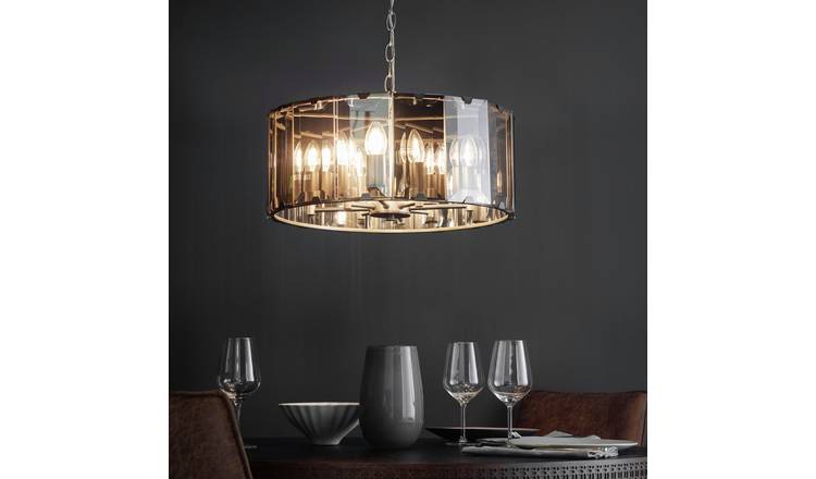 Shore Light Kirrie Glass 8 Light Pendant Light - Smoke Grey