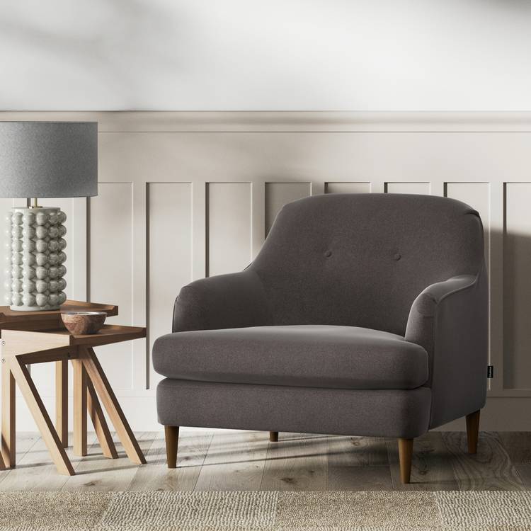 Habitat Frome Velvet Armchair - Slate Grey - Dark Leg 0