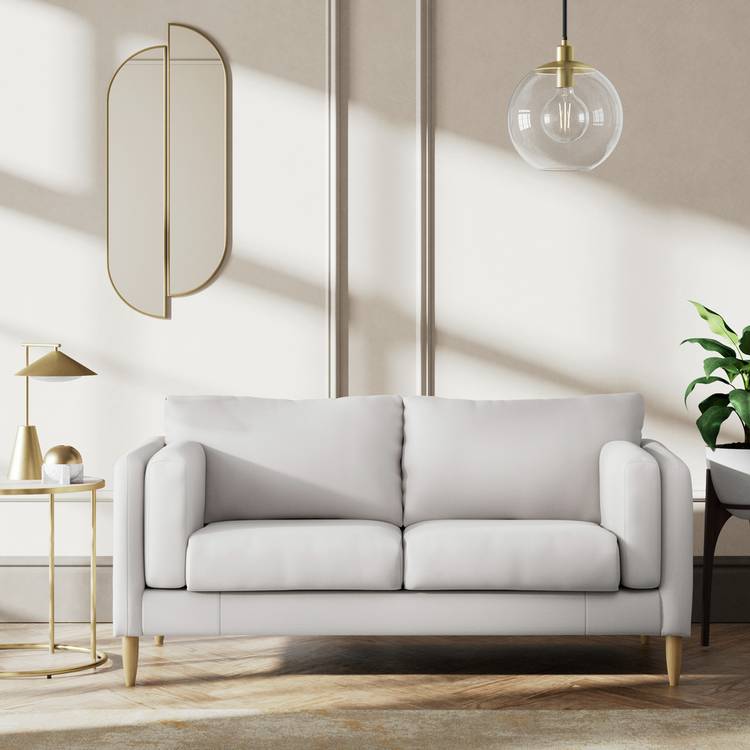 Habitat Newington Fabric 2 Seater Sofa - Natural - Ash Leg 0