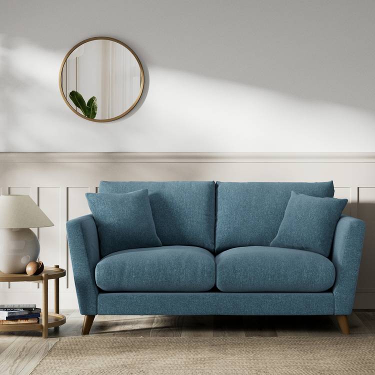 Habitat Lomond Fabric 2 Seater Sofa - Blue - Dark Leg 0