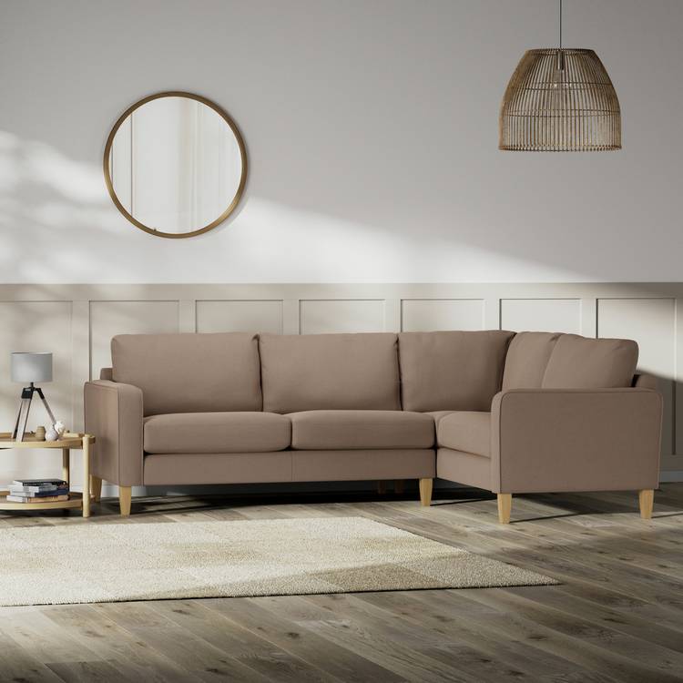 Habitat Flint Fabric Right Hand Corner Sofa- Biscuit-Ash Leg 0